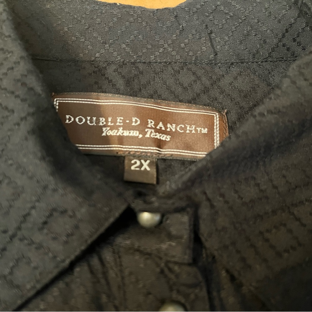 Double D Ranch Trinity Black Textured Top Long Sleeve With Embroidery 2X NWT - Picture 9 of 14